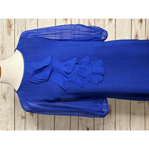 tibi elegant royal blue silk mini shift cocktail dress Size 6 - Picture 2 of 7